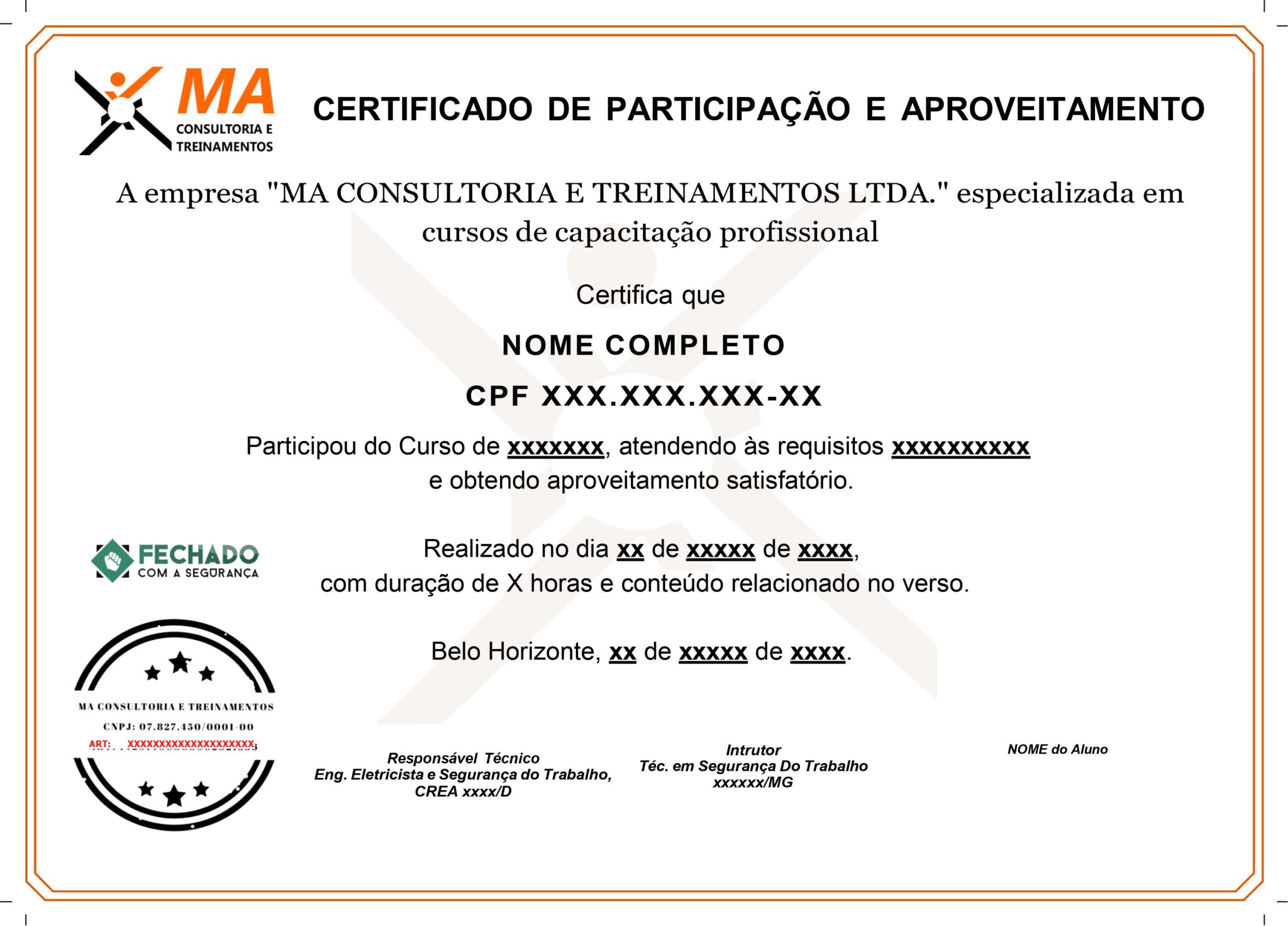 Modelo de certificado NR 35 - Treinamento NR 35 - Trabalho em altura em São  paulo